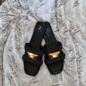 ZARA METAL EMBELLISHED FLAT SANDAL SIZE 9.5